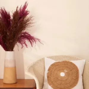 White Tufted Jute Decorative Cushion