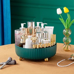 Rotating Round Spice Storage Rack Tray Turntable Makeup Organizer