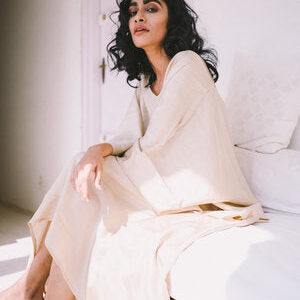 A Perfect Nomad IBIZA SILK KAFTAN, BLACK - BLACK ONE SIZE