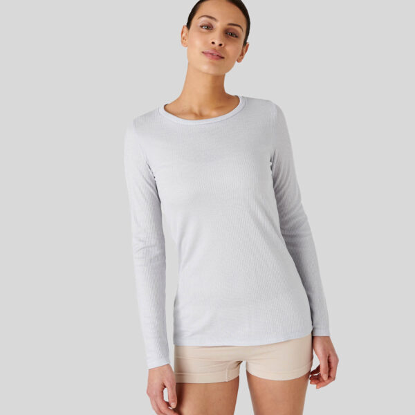 Damart Women's Thermal Long Sleeved Round Neck T-Shirt - Lunar Rock, XS