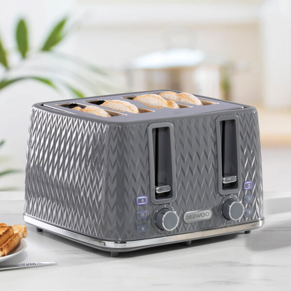 Daewoo Argyle 4 Slice Toaster Dark Grey