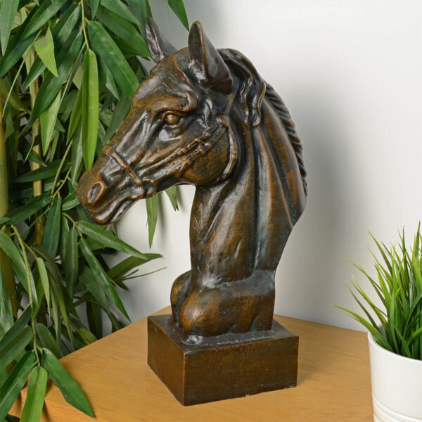 Horse Head 41Cm Aluminium Dark Verdigris