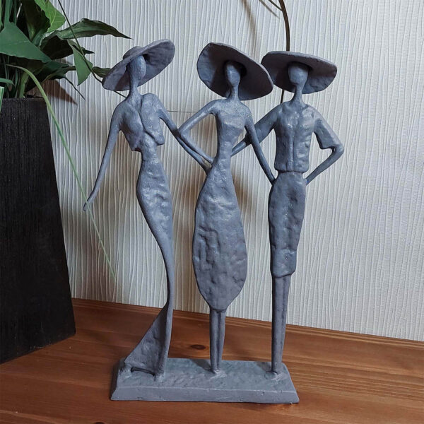 Ladies At The Races Iron Figurine 27Cm Grey