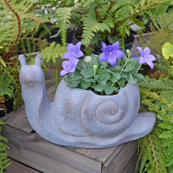 Snail Planter 24Cm Blue Iron Effect