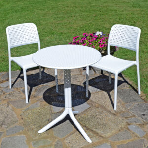 Step Table With 2 Bistrot Chair Set White