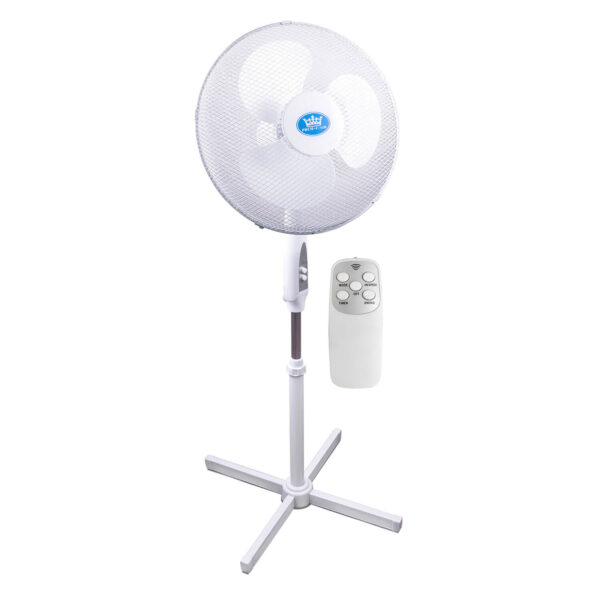 White Prem I Air 16 Inch (40 Cm) 3 Speed Pedestal Fan Remote And Timer