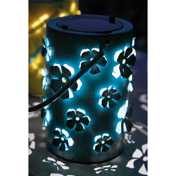 Solar Led Metal Daisy Flower Lantern Blue