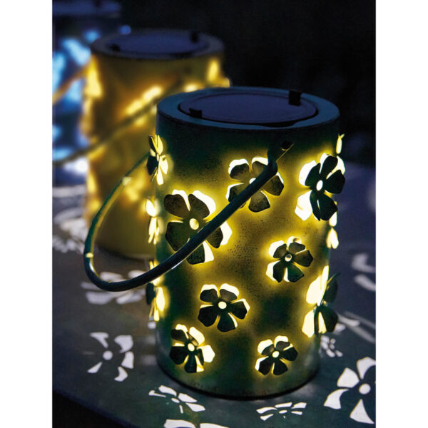 Solar Led Metal Daisy Flower Lantern Yellow