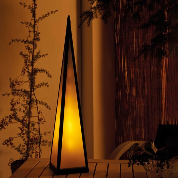 Battery Powered Pyramid Lamp With Flame Effect 60Cm