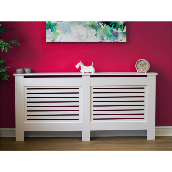 172Cm X 82Cm White Radiator Cover With Horizontal Slatted Vents