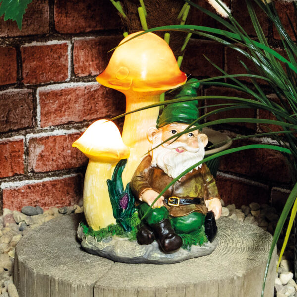 St Helens Home And Garden Male Gnome Under Light Up Mushroom