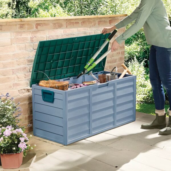 Wooden Panel Effect Outdoor Storage Box 296L