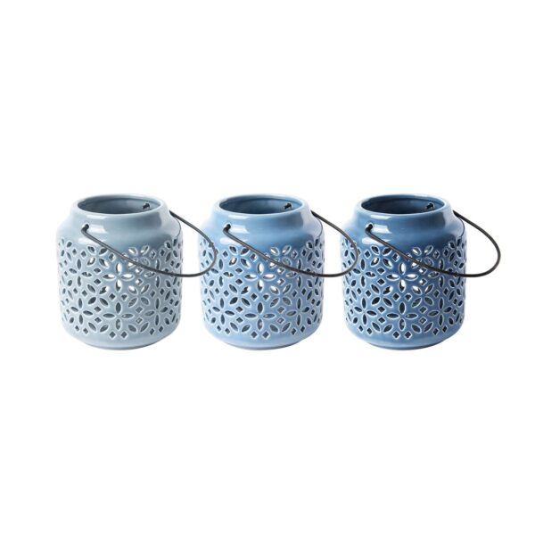 Blue Ceramic Wind Light Small 3 Pack