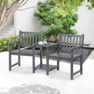 Pu Painted Hardwood Slate Grey Love Seat