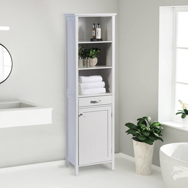 White Tall Storage Cabinet