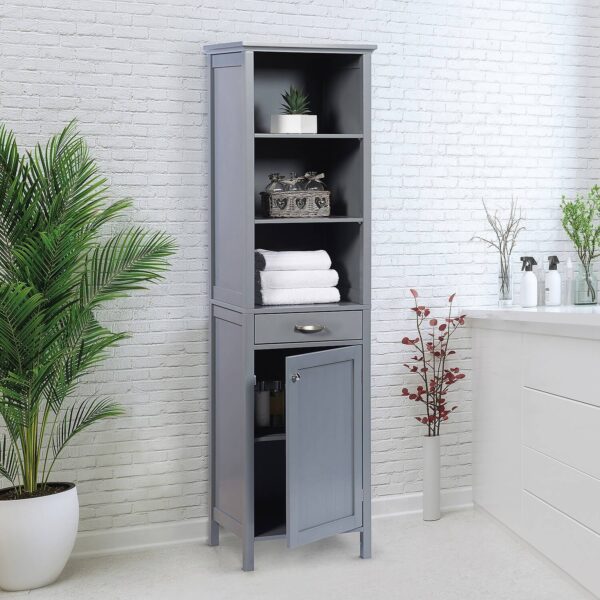 Grey Tall Storage Cabinet