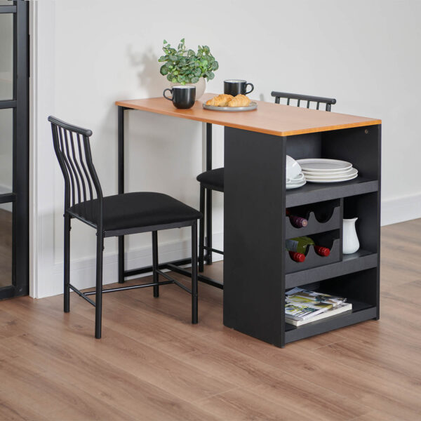 Compact Bistro Dining Set Black/Tan