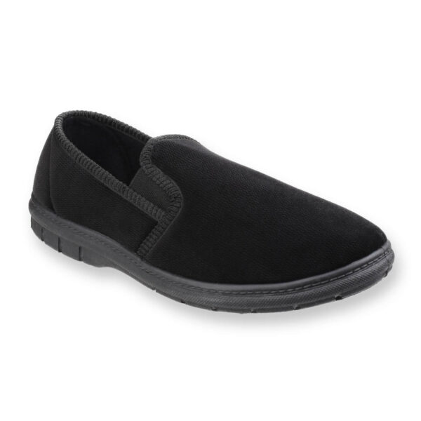 Uk 11 John Twin Gusset Memory Foam Slipper Black