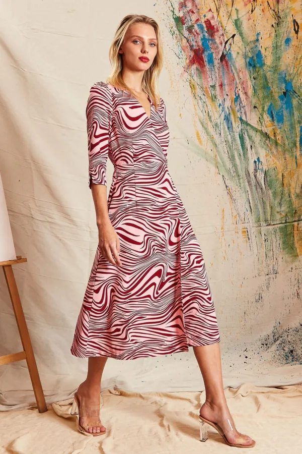 Haden Zebra Pop Print Midi Wrap Dress - Pink