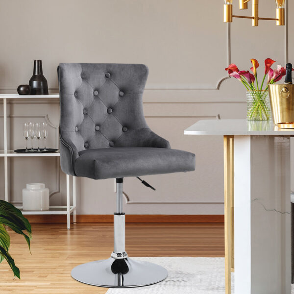 Velvet Upholstered Height-Adjustable Bar Chair