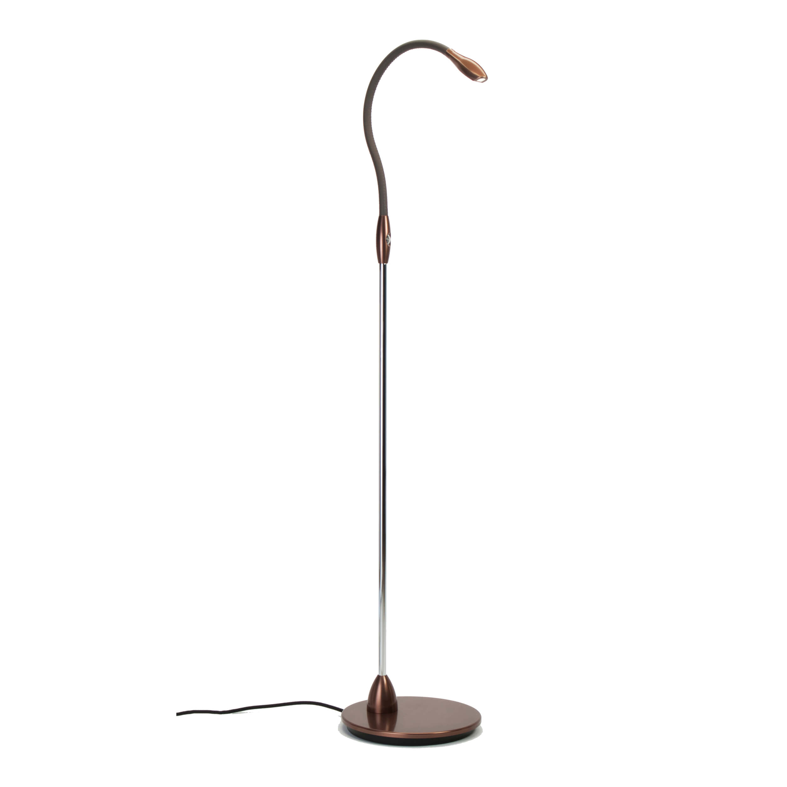 Beadlight Zonda Floor Light, anodised bronze with mushroom leather