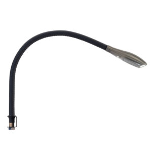 Beadlight Zonda Over the Bedhead Light, anodised titanium with black leather