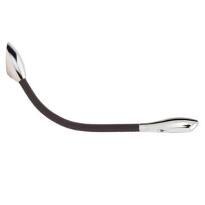 Beadlight Zonda Surface Mount Light, polished nickel with chocolate brown leather