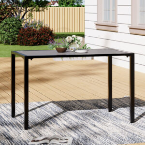 Grey 120cm Rectangular Outdoor Dining Table with Parasol Hole