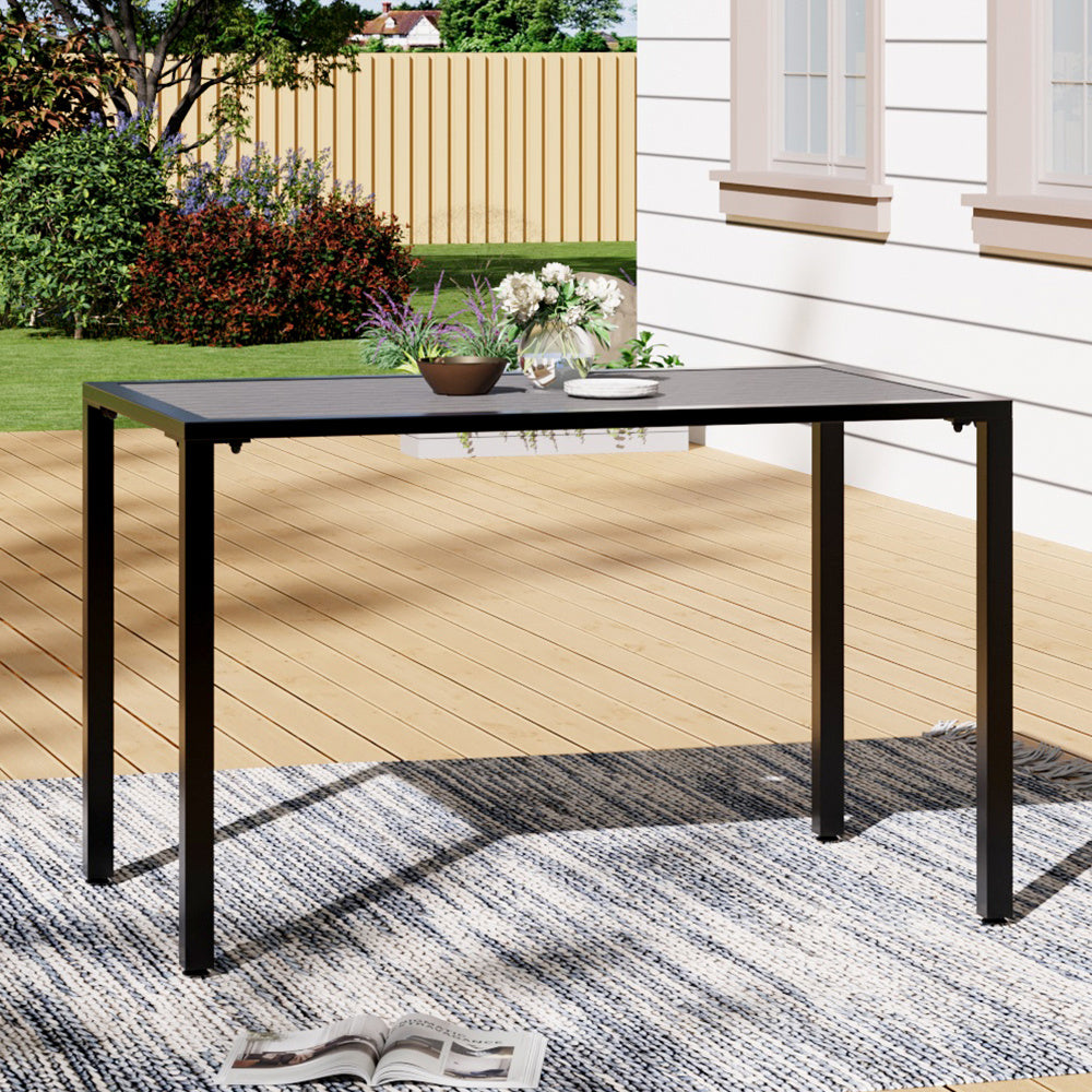 Grey 120cm Rectangular Outdoor Dining Table with Parasol Hole