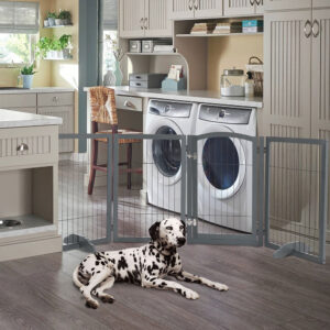 Grey 224cm Freestanding Wooden 4 Panel Pet Playpen