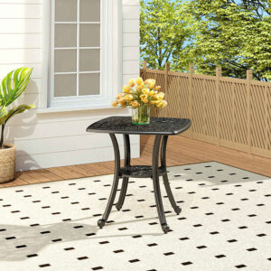 Black Square Cast Aluminum Outdoor Bistro Table