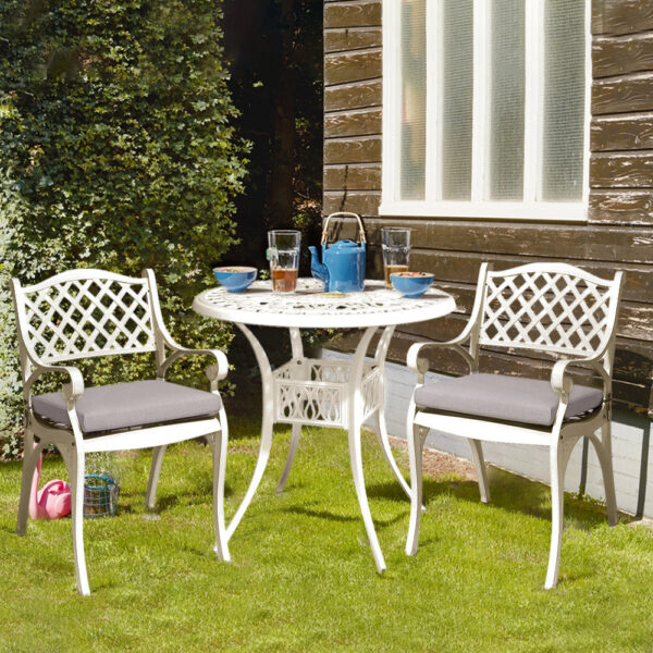 Black/ White Retro Set of 2 Cast Aluminum Garden Chairs