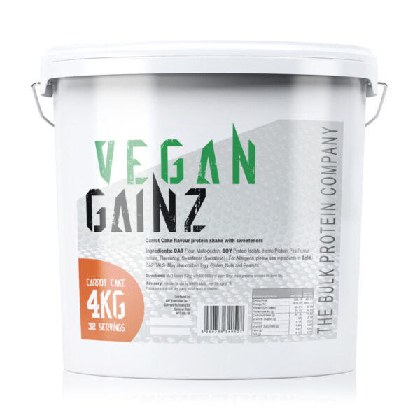 4kg Vegan Mass Gainer Protein Powder - Carrot Cake - Plant Based Weight Gainer - The Bulk Protein Company - Vegan Gainz