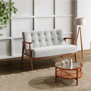 Solid Wooden Frame Upholstered Tufted Sofa