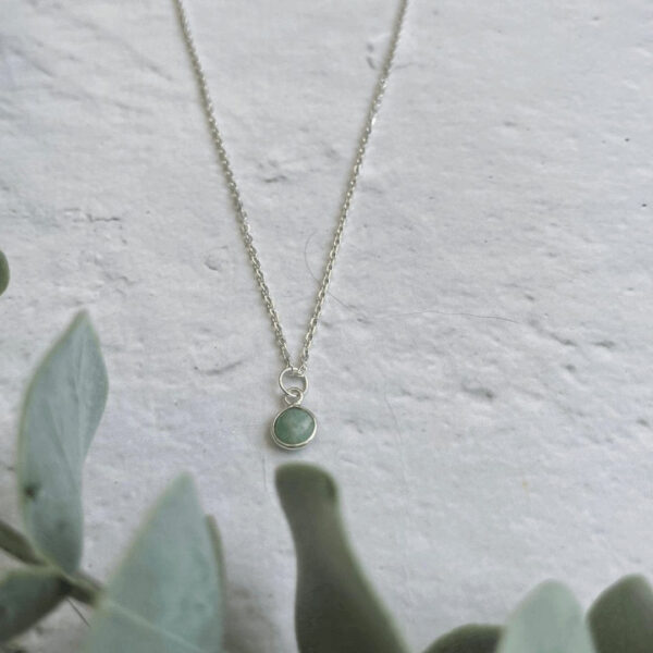 Amazonite Birthstone Necklace | Chain Style: Trace Chain | Chain Length: 16 Inch