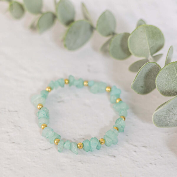 Amazonite Gemstone Bracelet | Bracelet length: 18.5cm | Metal: Gold Vermeil