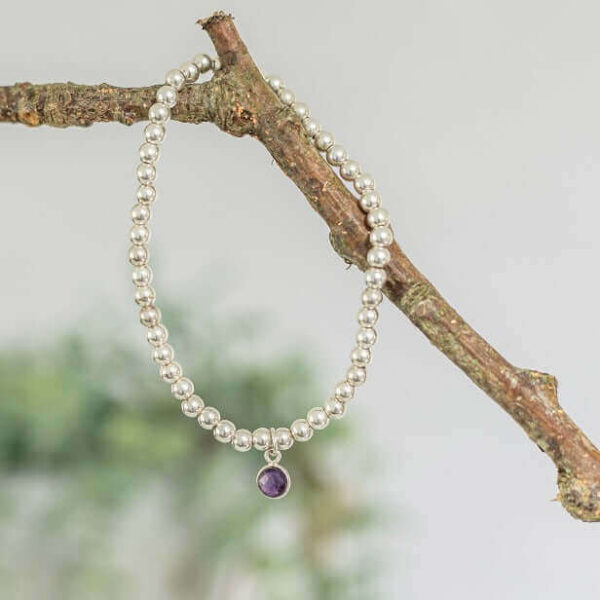 Amethyst Birthstone Bracelet | Metal: Sterling Silver | Size: 16.5cm