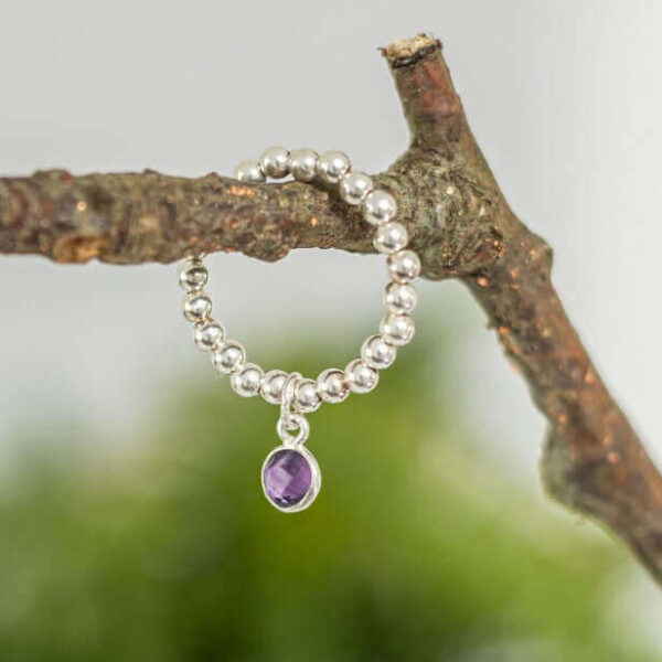 Amethyst Birthstone Ring | Metal: Sterling Silver | Size: 7cm