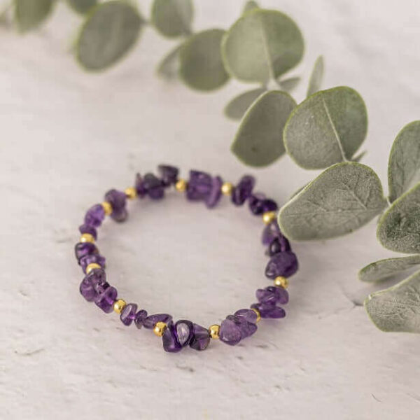 Amethyst Crystal Bracelet | Metal: Gold Vermeil | Bracelet length: 17.5cm