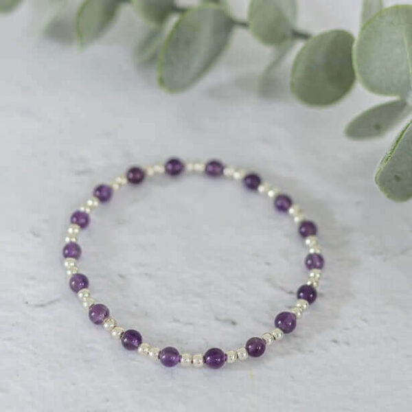 Amethyst Gemstone Bracelet | Metal: Sterling Silver | Bracelet Length: Custom Size