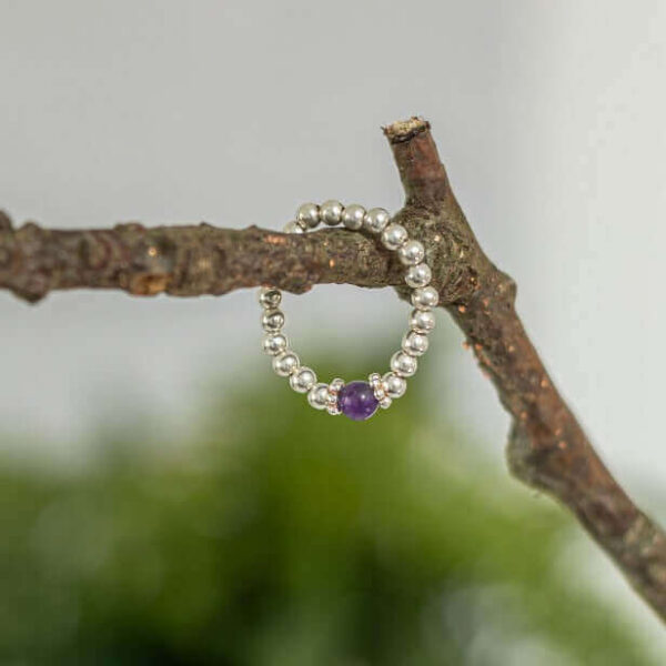 Amethyst Gemstone Ring | Metal: Sterling Silver | Size: 6.5cm