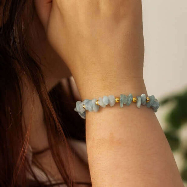 Aquamarine Crystal Bracelet | Metal: Gold Vermeil | Bracelet length: 18.5cm