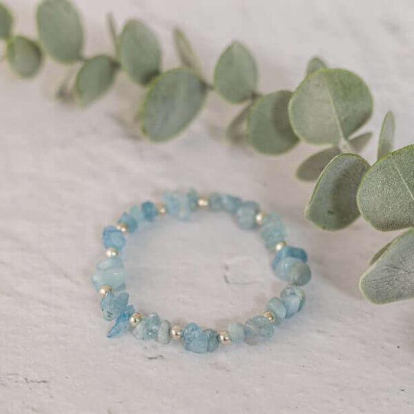 Aquamarine Crystal Bracelet | Metal: Sterling Silver | Bracelet length: 18.5cm