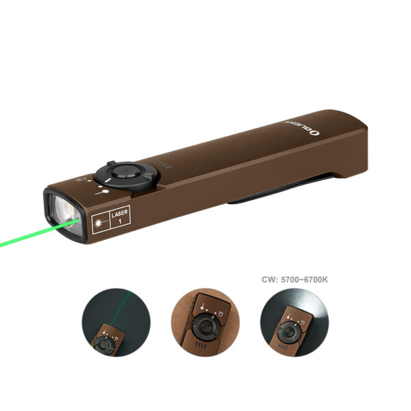 Olight Arkfeld EDC Torch Light with Laser Pointer for Lectures Desert Tan CW