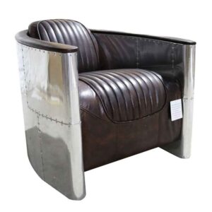 Aviator Pilot Vintage Distressed Tobacco Brown Real Leather Man Cave Chair