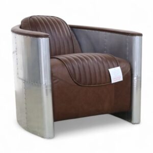 Aviator Pilot Vintage Nappa Chocolate Brown Leather Man Cave Chair