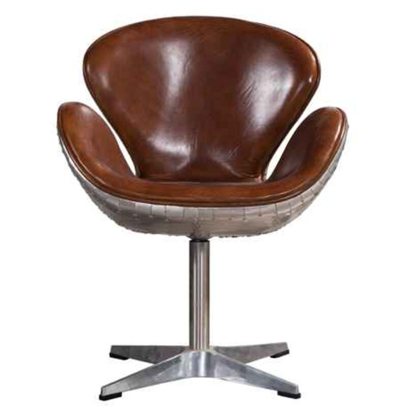 Aviator Vintage Distressed Real Leather Swan Chair