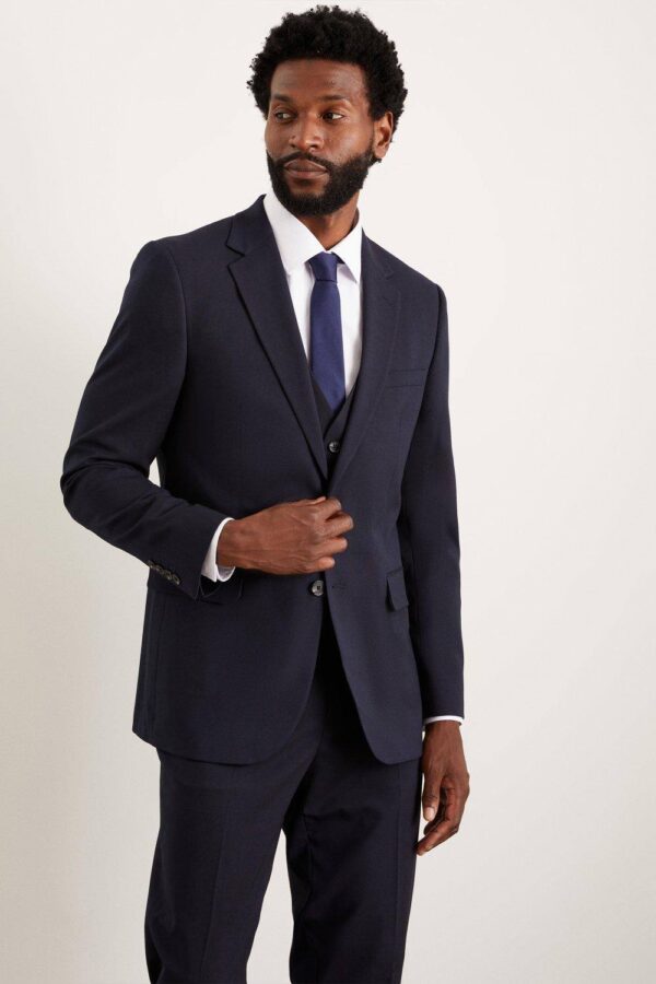 Mens Navy Tailored Fit Essential Suit Jacket