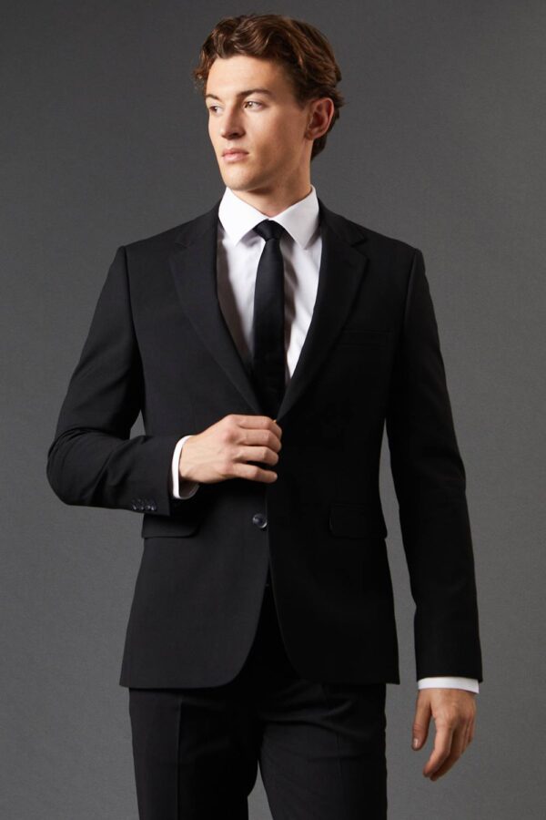 Mens Black Skinny Fit Essential Suit Jacket