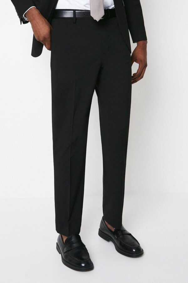 Mens Black Tailored Fit Essential Suit Trousers